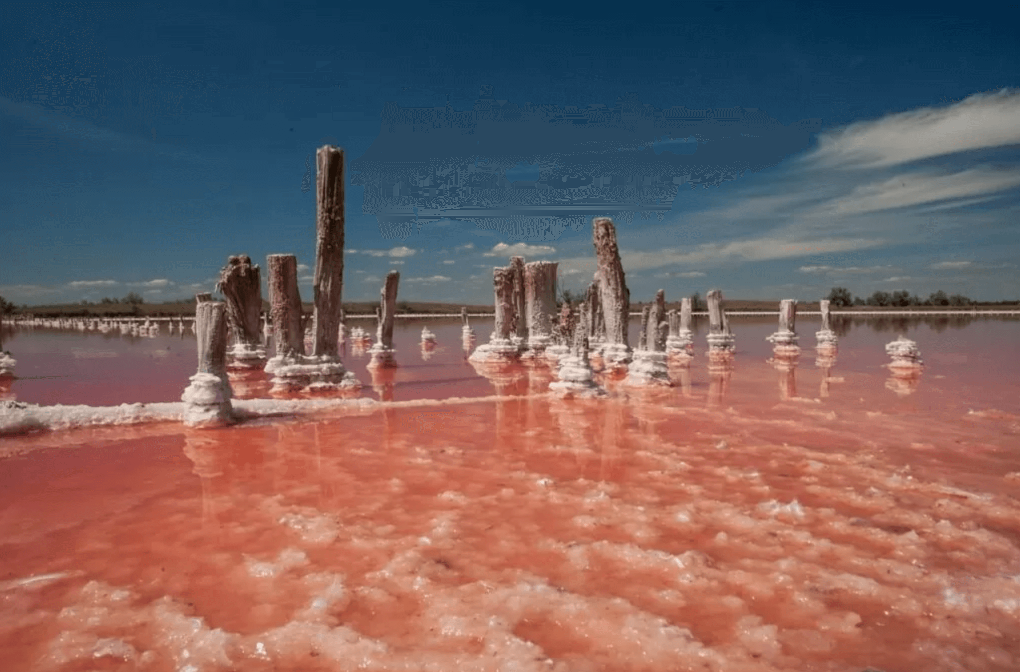 Розовое озеро на Кинбурнской косе